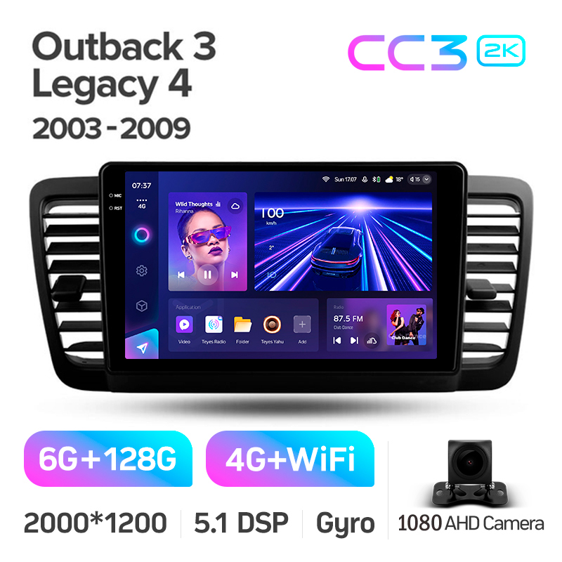 Android head unit Teyes CC3 6+128 Gb Subaru Outback 3 Legacy 4 2003-2009 9" 2k