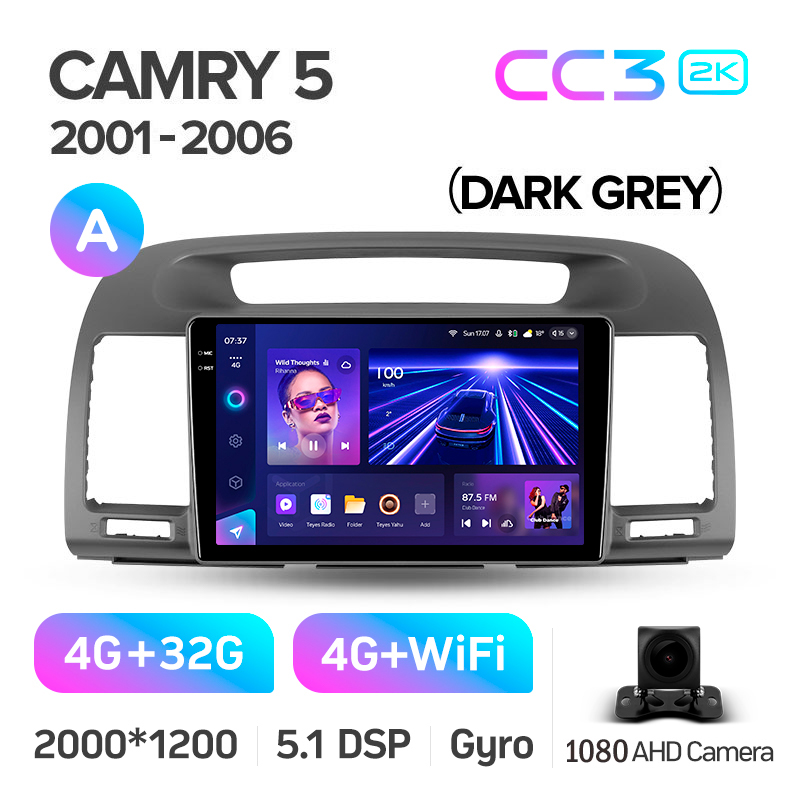 Android head unit Teyes CC3 4+32 Gb Toyota Camry 5 XV 30 2001-2006-A 9" 2k