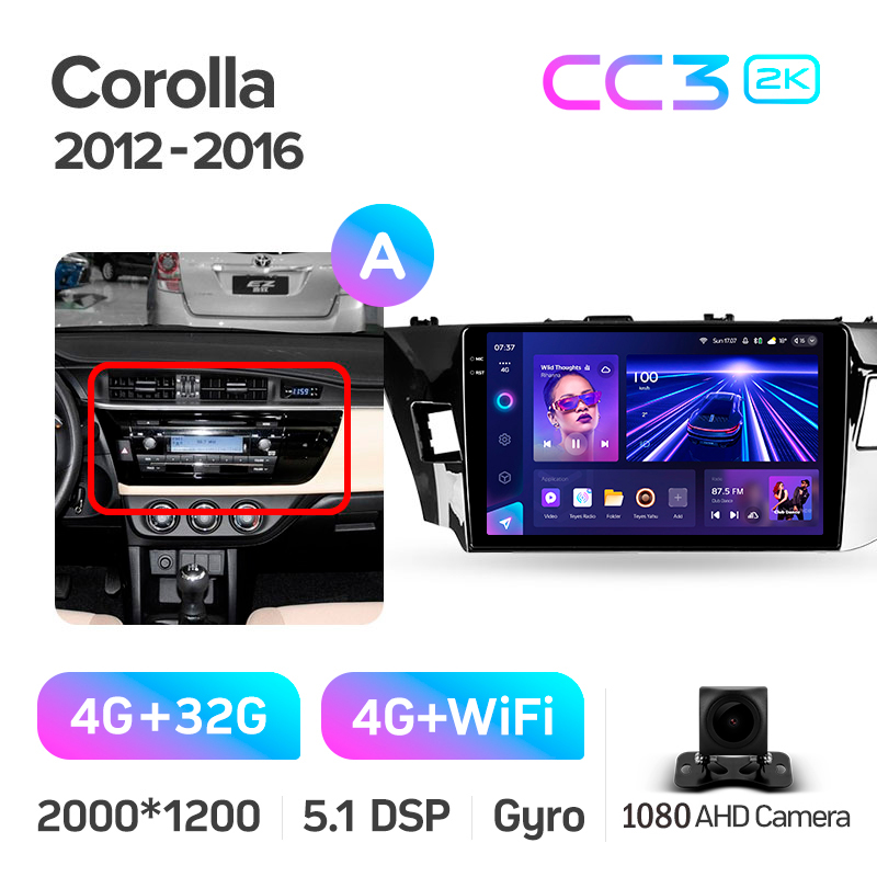 Android head unit Teyes CC3 4+32 Gb Toyota Corolla 11 2012-2016 (A) 10" 2k
