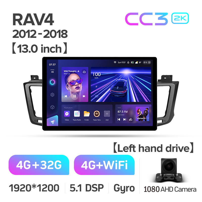Equipo de radio original Teyes CC3 4 + 32 GB para Toyota RAV4 4X 4XA40 5XA50 2012-2018, pantalla de 13