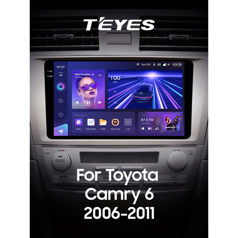 Fahrzeugradio Teyes CC3 4+64 GB für Toyota Camry 6 (XV40, 50, 2006–2011, F1), 9 Zoll, 2K.