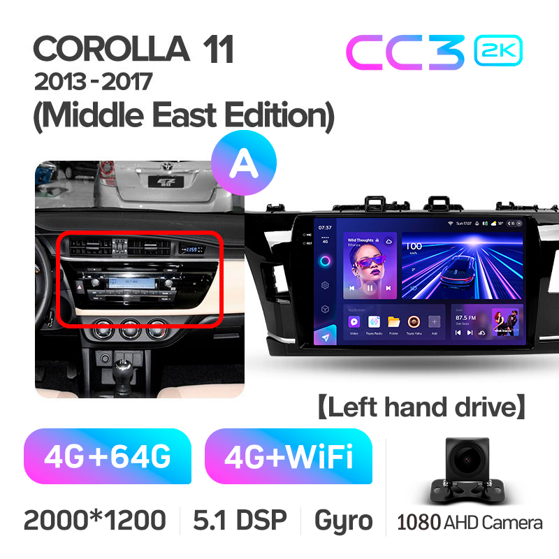 Magazynofon Teyes CC3 4+64 GB do Toyoty Corolla (E120) 2013-2017 (wersja Bliskiego Wschodu) 10