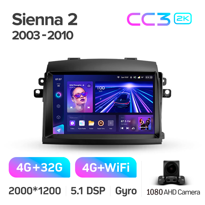 Android head unit Teyes CC3 4+32 Gb Toyota Sienna 2 II XL20 2003-2010 9" 2k