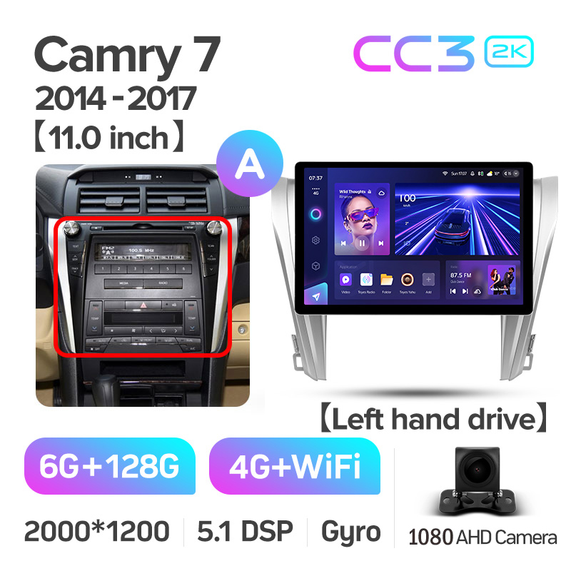 Festplatten-Magnetophon Teyes CC3 6+128 GB für Toyota Camry 7 XV 50 55 (2014–2017, Version A) – 11