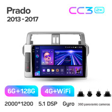 Estéreo de a bordo original Teyes CC3 6+128 GB con pantalla táctil panorámica 360° para Toyota Land Cruiser Prado 150 (2013-2017), 10