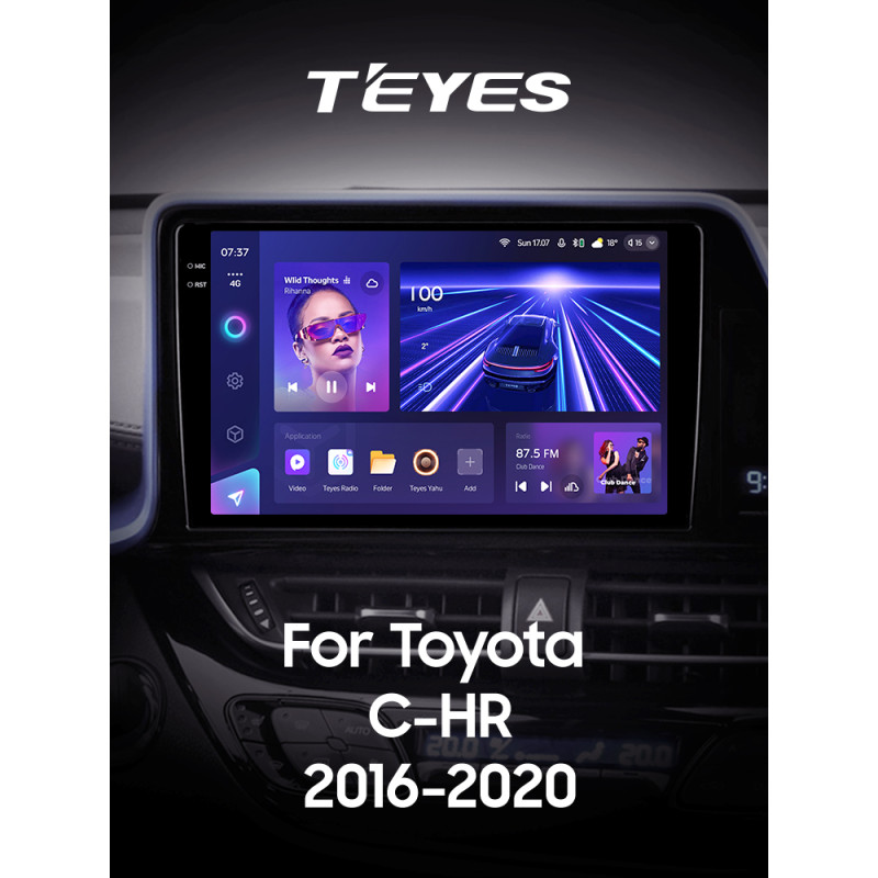 Android head unit Teyes CC3 4+64 Gb Toyota C-HR CHR(1 Din) 2016-2020 (F2) 9" 1din 2k