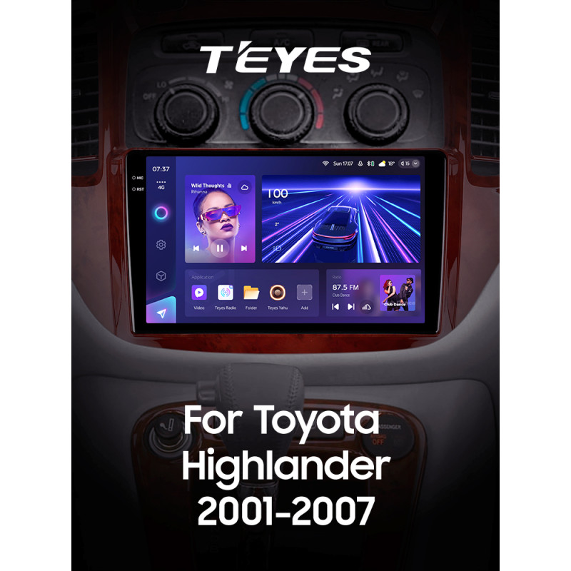 Android head unit Teyes CC3 6+128 Gb with 360° surround view° Toyota Highlander 1 XU20 2001-2007 9" 2k (L1)