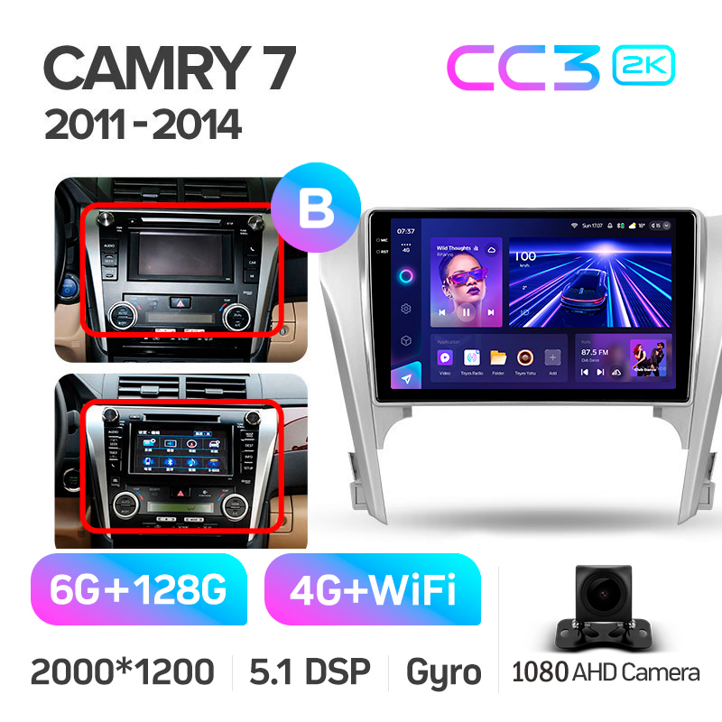 Stamm-Magnetophon Teyes CC3 6+128 GB Toyota Camry 7 XV 50 55 (2011–2014, Baujahr B) 10