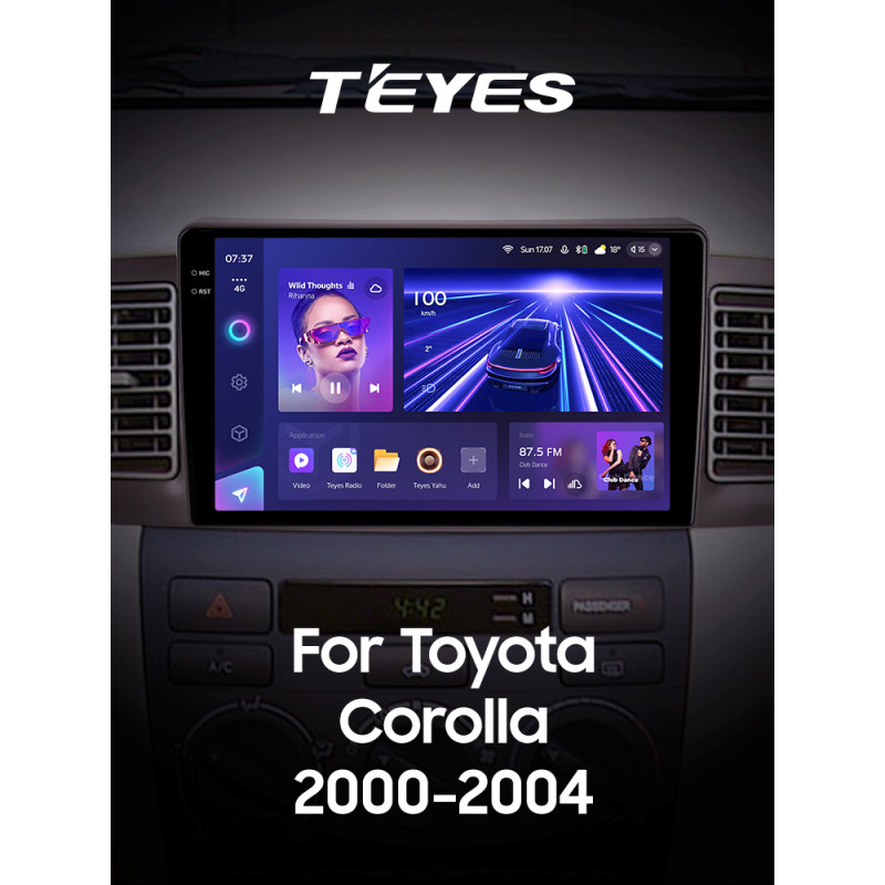 Štátní magnetofon Teyes CC3 6+128 GB pro Toyota Corolla E130/E120 (2000–2004), 9 palců, 2K.