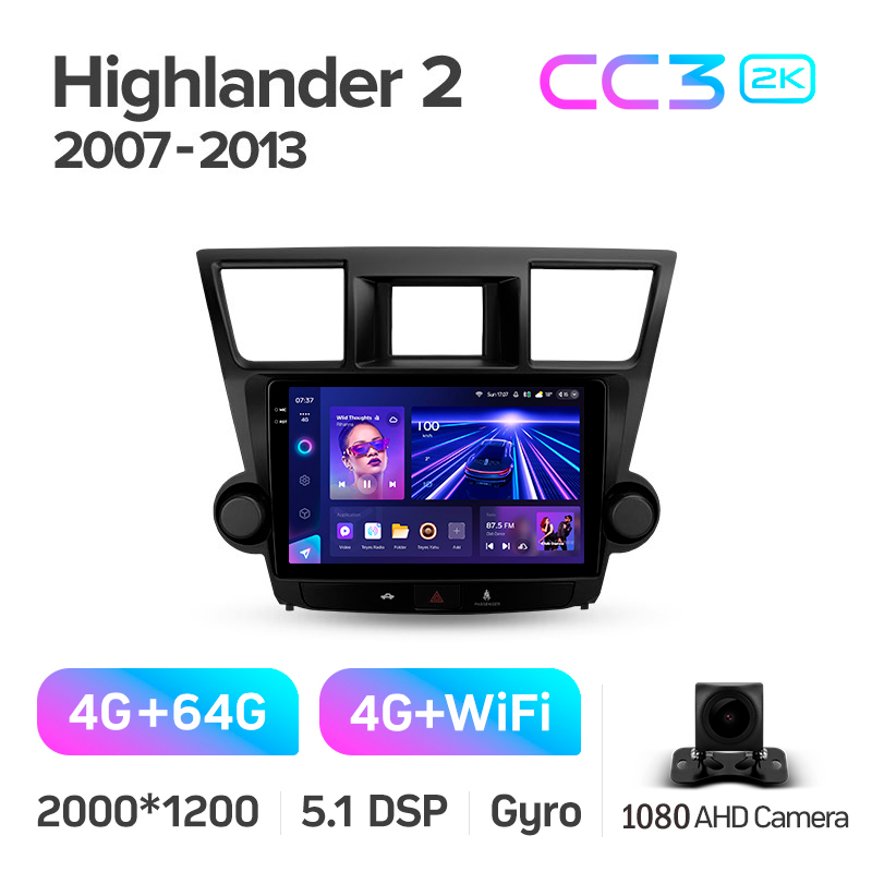 Fest eingebaute Magnetophonanlage Teyes CC3 4+64 GB für Toyota Highlander 2 XU40 (2007–2013, F2) 10