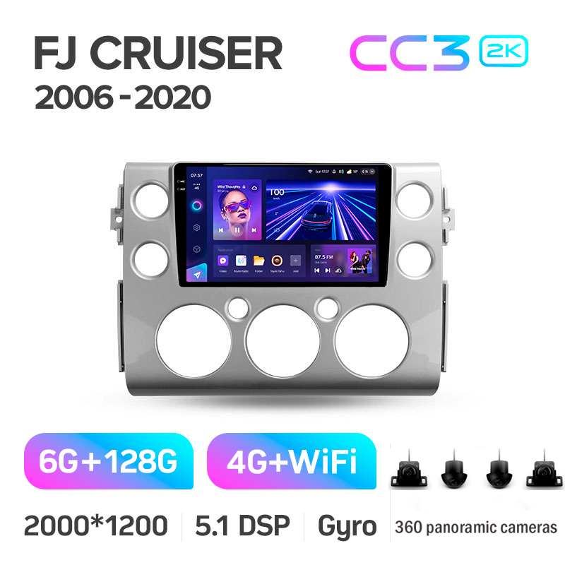 Odtwarzacz multimedialny Teyes CC3 6+128 GB z panoramicznym wyświetlaczem 360° do Toyoty FJ Cruiser J15 (2006–2020, F1), 9