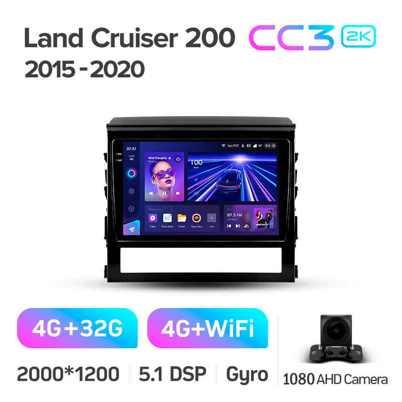 Android head unit Teyes CC3 4+32 Gb Toyota Land Cruiser 200 11 2015-2020 9" 2k