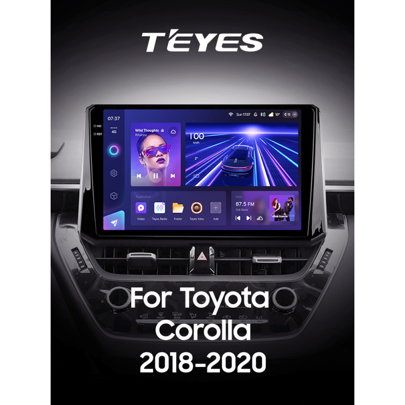 Android head unit Teyes CC3 4+64 Gb Toyota Corolla 12 (1 Din) 2018-2020 (A) 10" 1din 2k