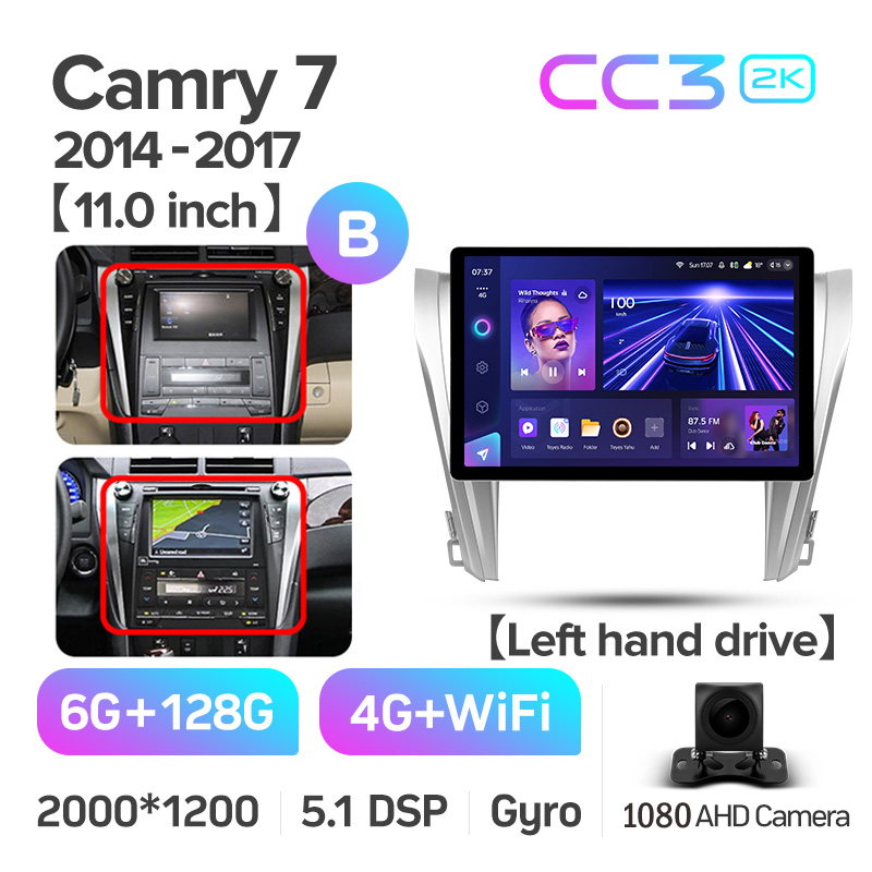 Android head unit Teyes CC3 6+128 Gb Toyota Camry 7 XV 50 55 2014-2017 (B) 11" 2k