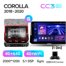 Android head unit Teyes CC3 4+64 Gb Toyota Corolla 12 (1 Din) 2018-2020 (B) 10" 1din 2k