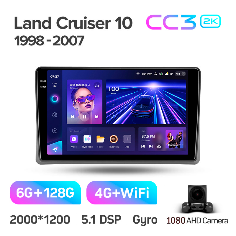 Android head unit Teyes CC3 6+128 Gb Toyota Land Cruiser 10 J100 100 1998-2007 9" 2k