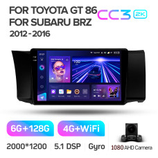 Android head unit Teyes CC3 6+128 Gb Toyota GT 86 For Subaru BRZ (Left hand drive) 2012-2016 9" 2k