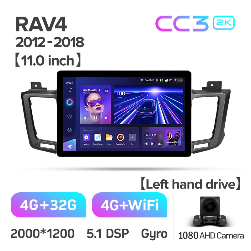 Android head unit Teyes CC3 4+32 Gb Toyota RAV4 4 XA40 5 XA50 2012-2018 11" 2k