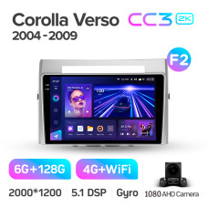Android head unit Teyes CC3 6+128 Gb Toyota Corolla Verso AR10 2004 - 2009 (F2) 9" 2k