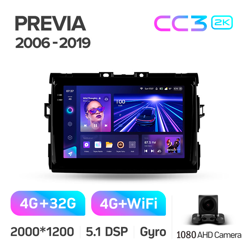 Stamm-Magnetophon Teyes CC3 4+32 GB Toyota Previa XR50 2006–2019, 9