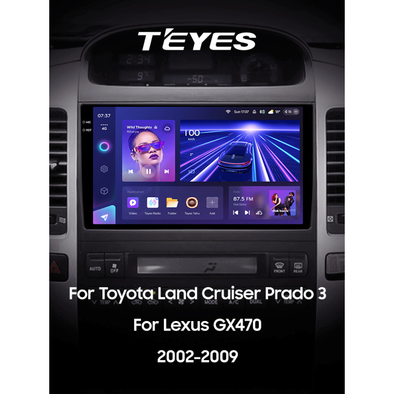 Android head unit Teyes CC3 4+32 Gb Toyota Land Cruiser Prado 120 3 III For Lexus GX470 GX 470 J120 2002-2009 (F1) (B) 9" 2k