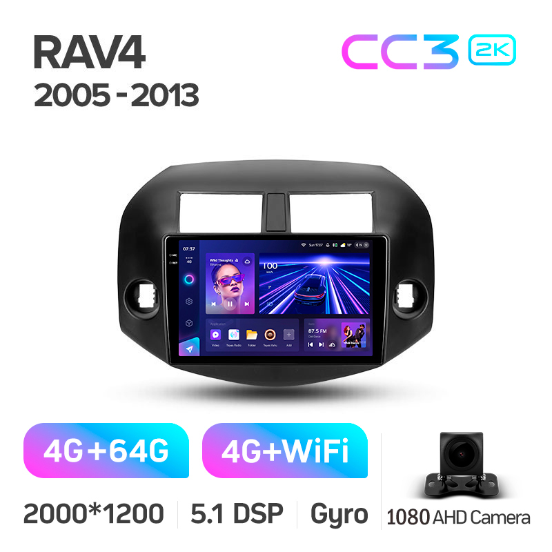 Android head unit Teyes CC3 4+64 Gb Toyota RAV4 3 XA30 (F2) 2005-2013 10" 2k