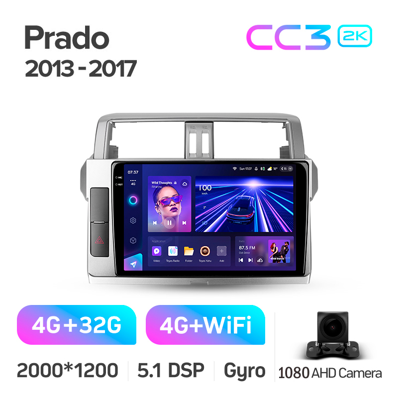Android head unit Teyes CC3 4+32 Gb Toyota Land Cruiser Prado 150 2013-2017 10" 2k