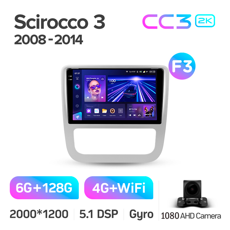 Android head unit Teyes CC3 6+128 Gb Volkswagen Scirocco 3 III Mk3 2008-2014 (F3) 9" 2k
