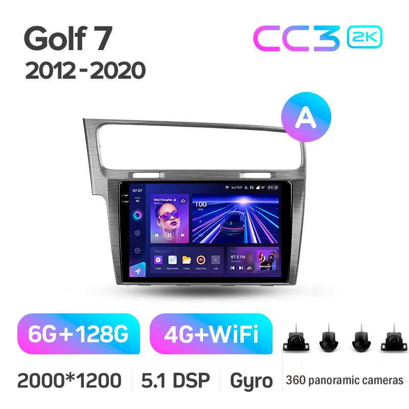 Android head unit Teyes CC3 6+128 Gb with 360° surround view° Volkswagen Golf 7 MK7 (F1) 2012-2020 10" 2k