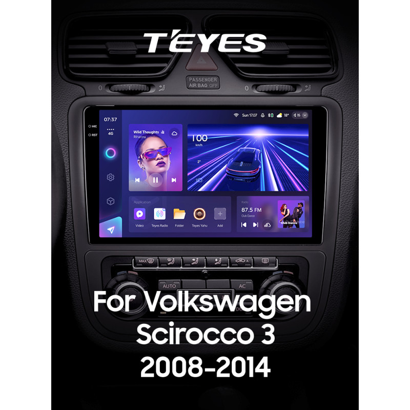 Android head unit Teyes CC3 4+64 Gb Volkswagen Scirocco 3 III Mk3 2008-2014 (F1) 9" 2k