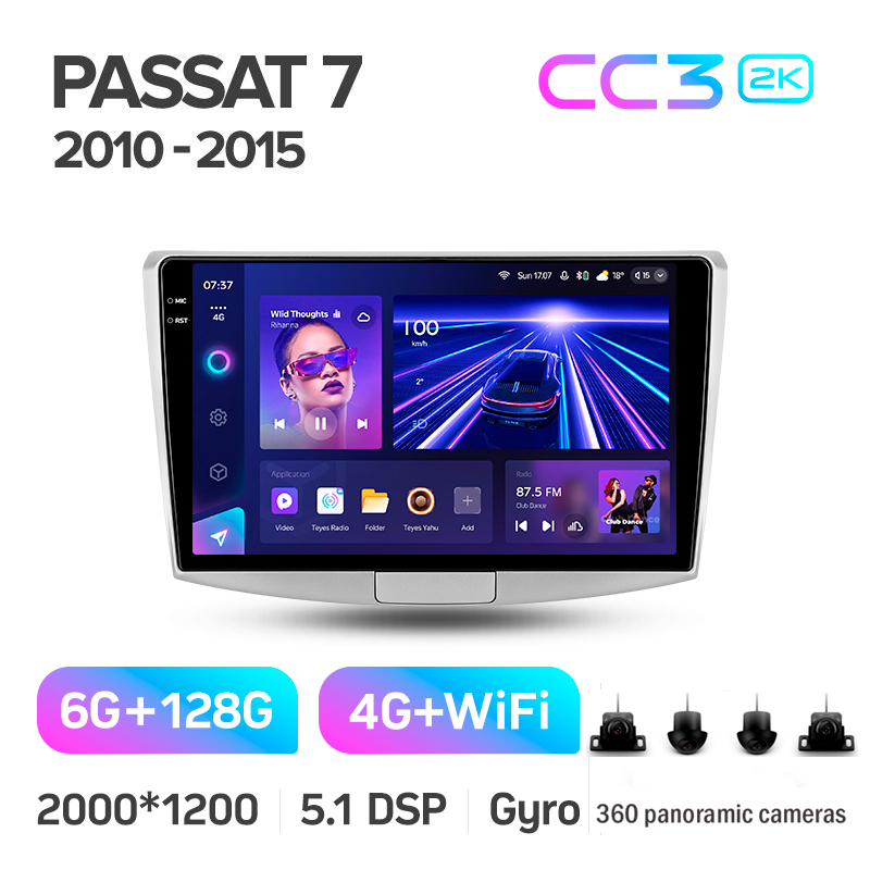 Stacja radiowo-głośnikowa Teyes CC3 6+128 GB z panoramicznym wyświetlaczem 360° dla Volkswagen Passat 7 B7 (2010–2015), 10