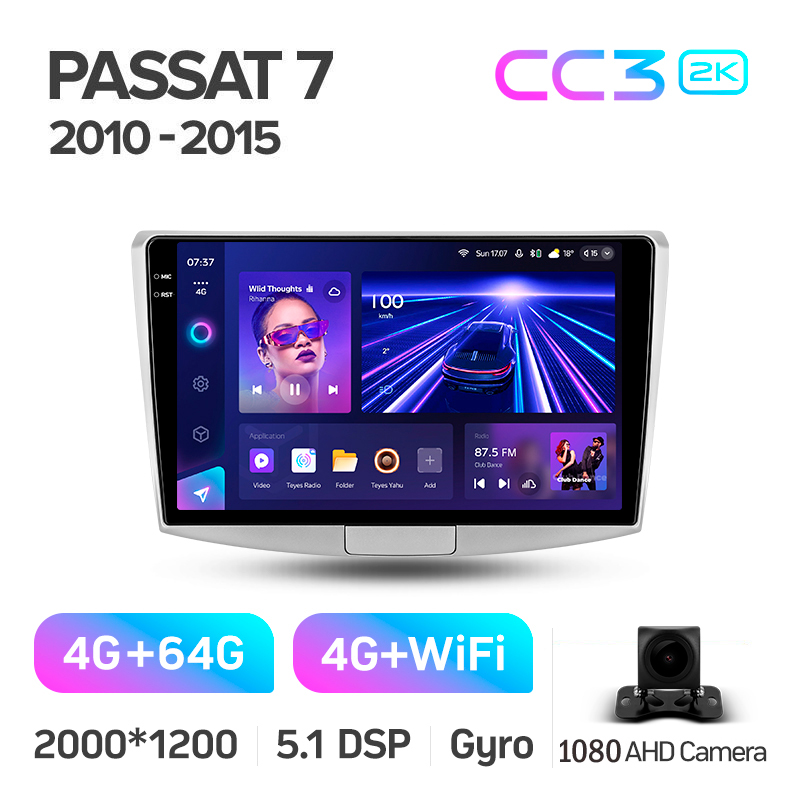 Festplatten-Multimediaanlage Teyes CC3 4+64 GB für Volkswagen Passat 7 (B7, 2010–2015), 10