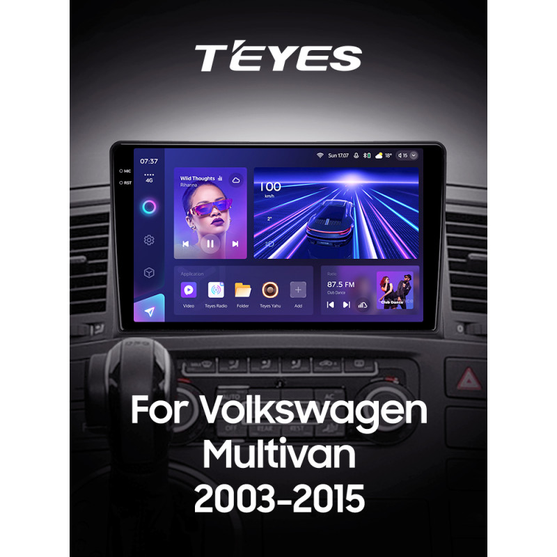 Android head unit Teyes CC3 4+64 Gb Volkswagen Multivan T5 (1 Din)2003-2015 9" 1din 2k