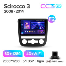 Android head unit Teyes CC3 6+128 Gb Volkswagen Scirocco 3 III Mk3 2008-2014 (F2) 9" 2k