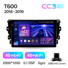 Android head unit Teyes CC3 4+64 Gb Zotye T600 2014-2019 10" 2k