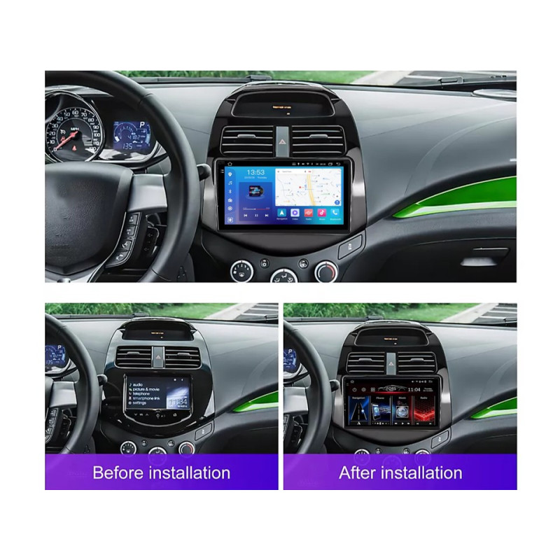 Android head unit FORS.auto FS 4 PRO (2K) for Chevrolet Spark/Beat/Daewoo Matiz (4+64Gb, 9", UV black) 2010-2014