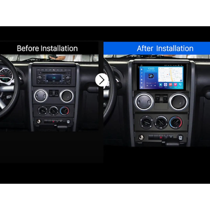 Android head unit FORS.auto FS 6 PRO MAX for Jeep Wrangler Rubicon (6+128Gb, 9", 2 doors) 2008-2010
