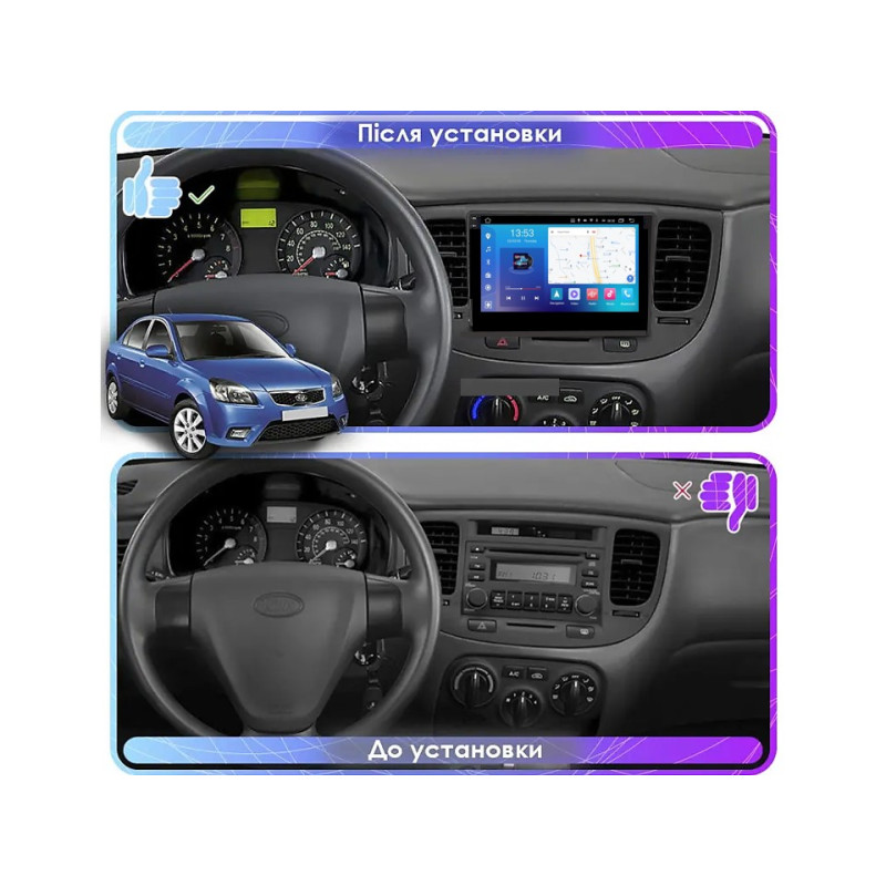 Android head unit FORS.auto FS 4 PRO (2K) for Kia Rio (4+64Gb, 9", black) 2005-2011
