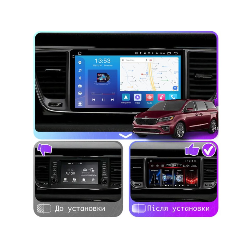 Android head unit FORS.auto FS 4 PRO (2K) for Kia Carnival/Sedona (4+64Gb, 9") 2014+