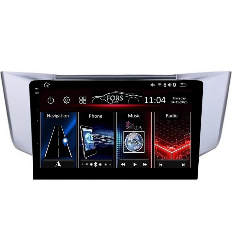 Android head unit FORS.auto FS 6 PRO MAX for Lexus RX300/RX330/RX350/RX400H (6+128Gb, 9") 2003-2009