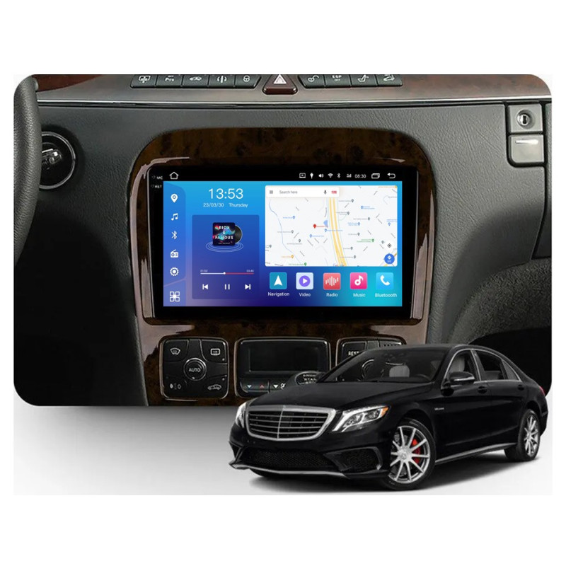Android head unit FORS.auto FS 4 PRO (2K) for Mercedes-Benz S-Class W220-brown (4+64Gb, 9") 1998-2005