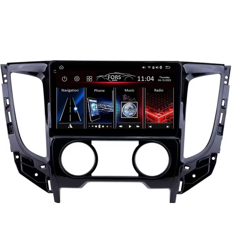 Android head unit FORS.auto FS 8 PRO MAX for Mitsubishi Triton/L200 (8+256Gb, 9", Manual AC, UV black) 2015-2019