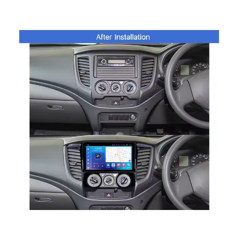 Android head unit FORS.auto FS 4 PRO (2K) for Mitsubishi Triton/L200 (4+64Gb, 9", Manual AC, UV black) 2015-2019
