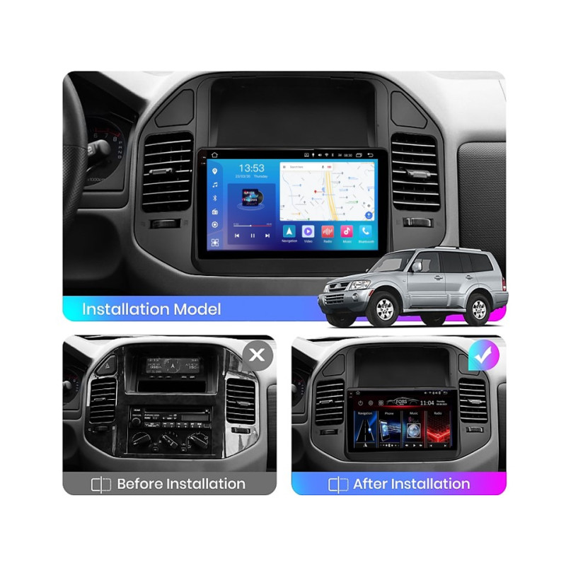 Android head unit FORS.auto FS 6 PRO MAX for Mitsubishi V73 Pajero (6+128Gb, 9") 2004-2011