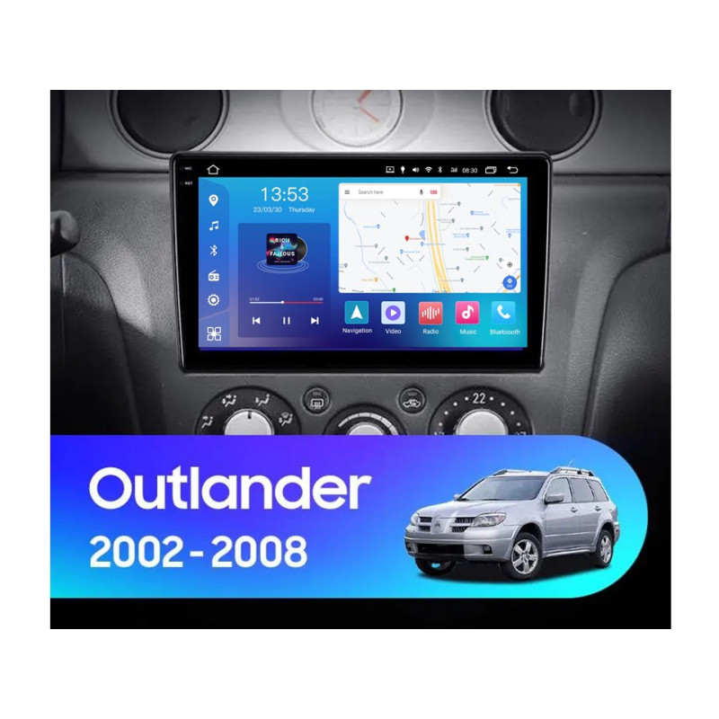Android head unit FORS.auto FS 4 PRO (2K) for Mitsubishi Outlander (4+64Gb, 9") 2002-2008