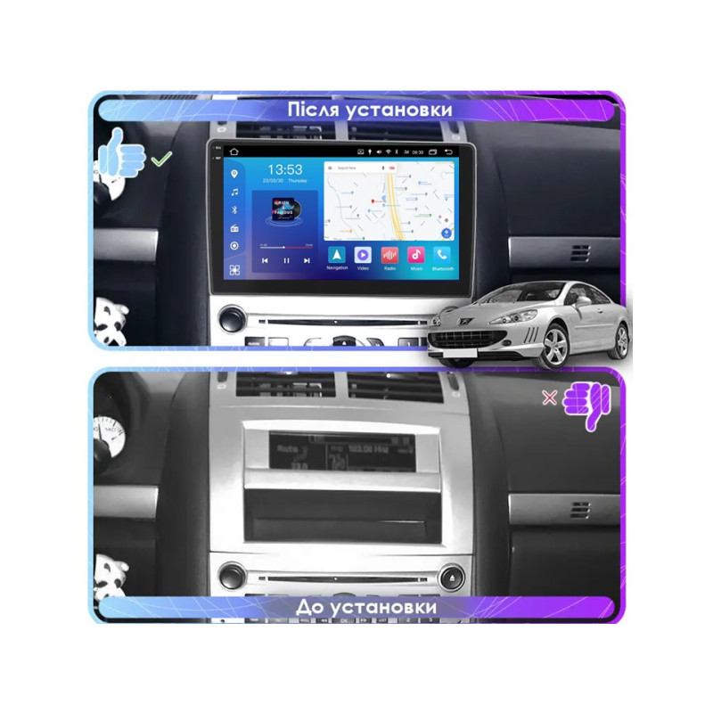 Android head unit FORS.auto FS 4 PRO (2K) for Peugeot 407 (4+64Gb, 9") 2004-2008