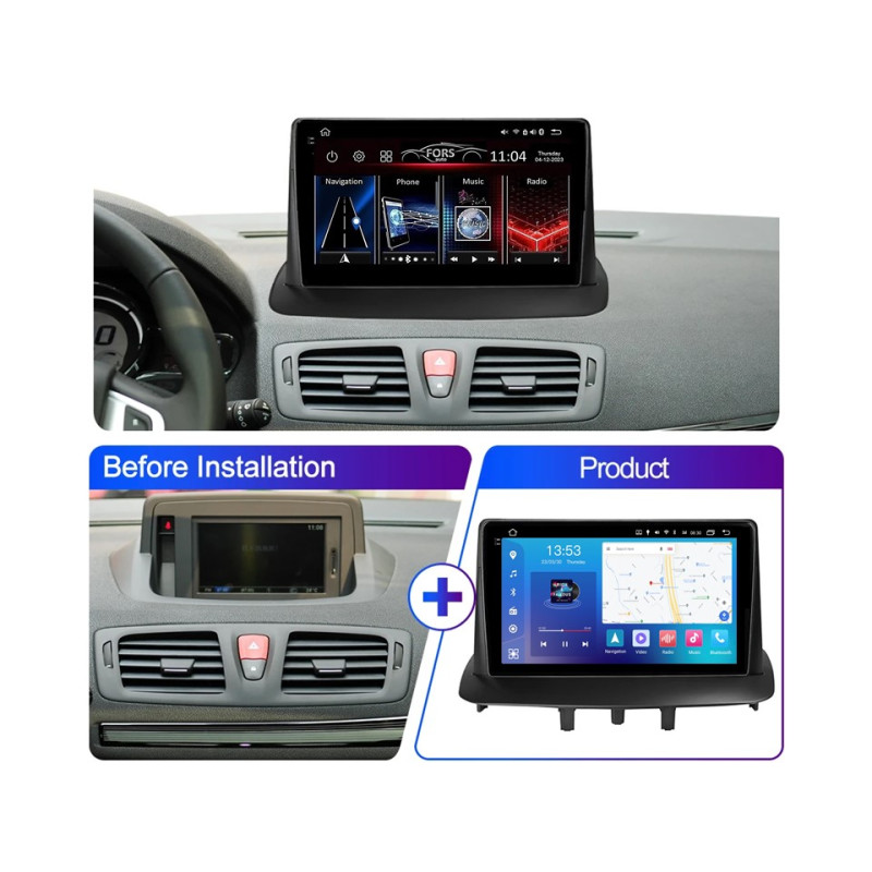 Android head unit FORS.auto FS 6 PRO MAX for Renault Megane 3 2008-2015/Fluence 2009+ (6+128Gb, 9")