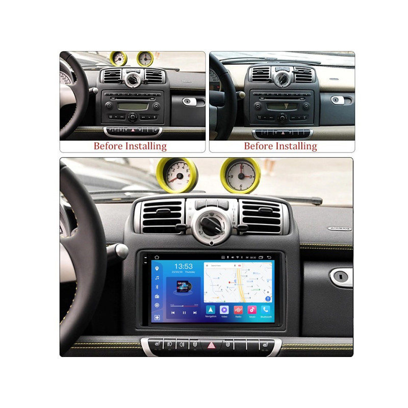 Android head unit FORS.auto FS 8 PRO MAX for Smart Fortwo (8+256Gb, 9") 2005-2010