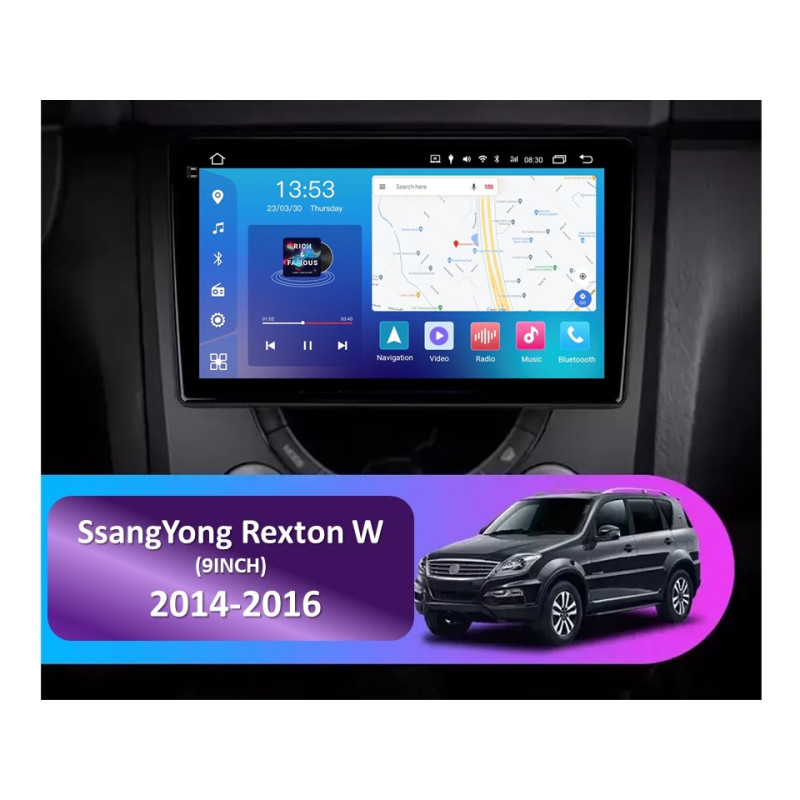 Android head unit FORS.auto FS 4 PRO (2K) for SsangYong Rexton W (4+64Gb, 9") 2014-2016