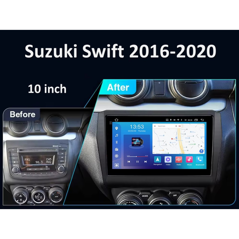Android head unit FORS.auto FS 8 PRO MAX for Suzuki Swift (8+256Gb, 10") 2016-2020